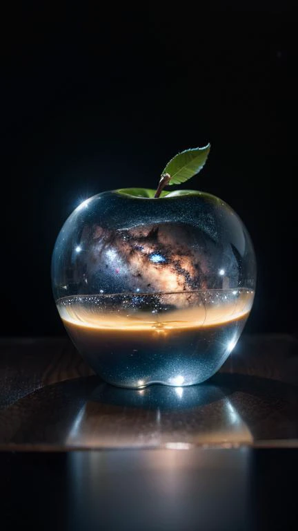 The universe inside a transparent apple, milky way, epiCPhoto
