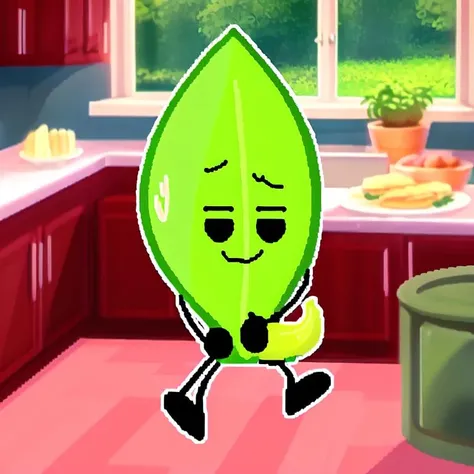 solo, full body, leafyBFDI, objectOSC, green body, tentadick, tapering penis, smile, narrowed eyes, looking back at viewer, sweat, reclining, hand on penis , kitchen, inside <lora:nsfwosc-run2:1>, (best quality, masterpiece:1), detailed
