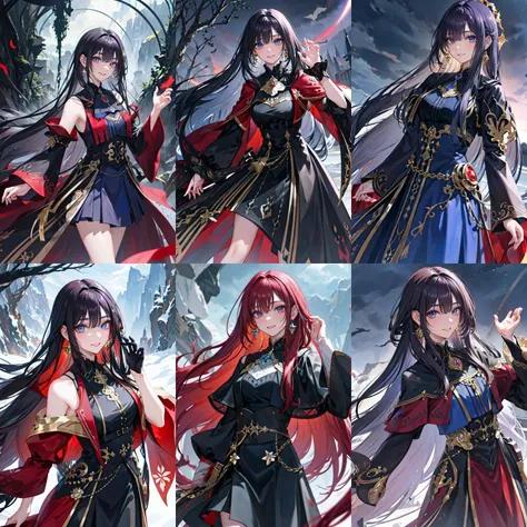 (otherworldly, otherworldly atmosphere, otherworldly appearance), highly insanely detailed, masterpiece, top quality, best quality, highres, 4k, 8k, RAW photo, (long_hair, long hair), collar, earrings, jewelry,
(random colors cloth, random colors hair, random long hair, dynamic hair, glowing hair),
long hair, eyelashes, eyeliner, makeup, hair over one eye,
(dynamic pose), (dynamic weather),
saika1, 1girl, woman, long hair, <lora:saikaKawakita_saikaV30:1>,
(smiling at viewer), (fantasy world)