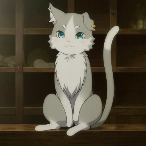 <lora:å¸å
4V:1>,cat,Humanoid posture,cat creature,solo,aqua eyes,
Long tail,grey tail,white tail,Leaf-like markings,cat ear earrings,Curly hair tuft,white cat hand,white cat feet,white eyebrows,grey cat body, Exquisite visuals, high-definition,masterpiece,best quality,