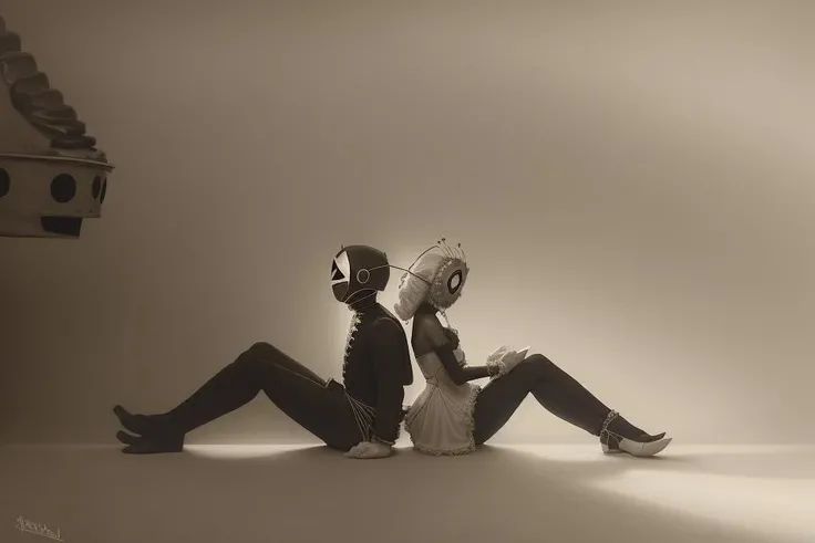 a woman and a man by Tanzmasken <lora:Tanzmasken-000007:1>