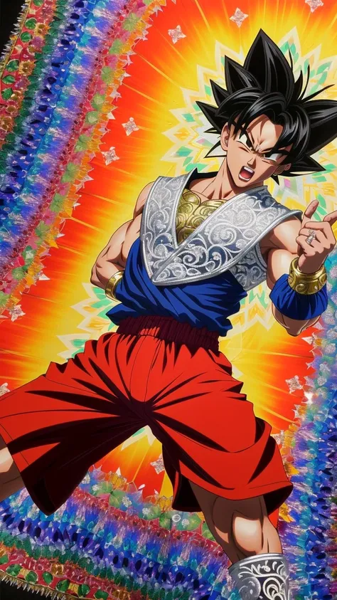 (masterpiece), (best quality), (hyper realistic:1.4),(photorealistic:1.3),(intricate details:1.35), high contrast and dynamic pose, in the style of Ross Tran,
Goku from dragon ball z in action pose, casting kamerrameha kaleidoscope <lora:kaleidoscope_background_v1.1.2:0.8>,