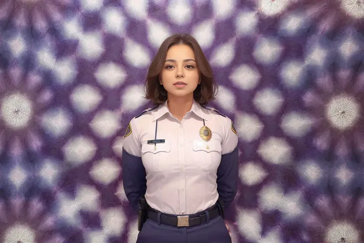 (beautiful woman police officer:1.2), kaleidoscope background, <lora:kaleidoscope_background_v1.1.2:0.3>, <lora:breastinclassBetter_v141:0.6>