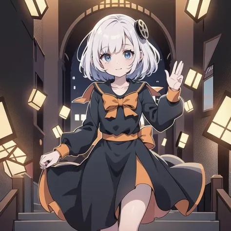(masterpiece), 1girl, magic castle, short hair, transparent stairs <lora:zs_Hikari:1>