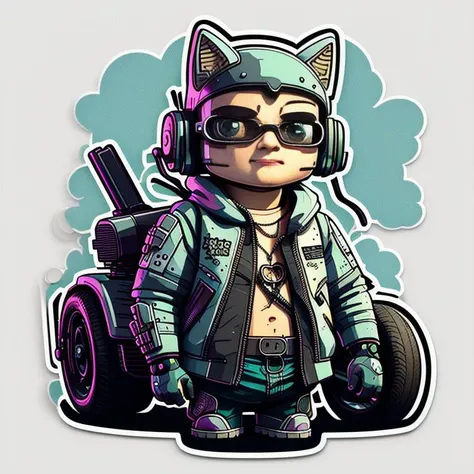 (cute cartoon of:1) Cyberpunk vehicles, high quality, <lora:stickers:1>