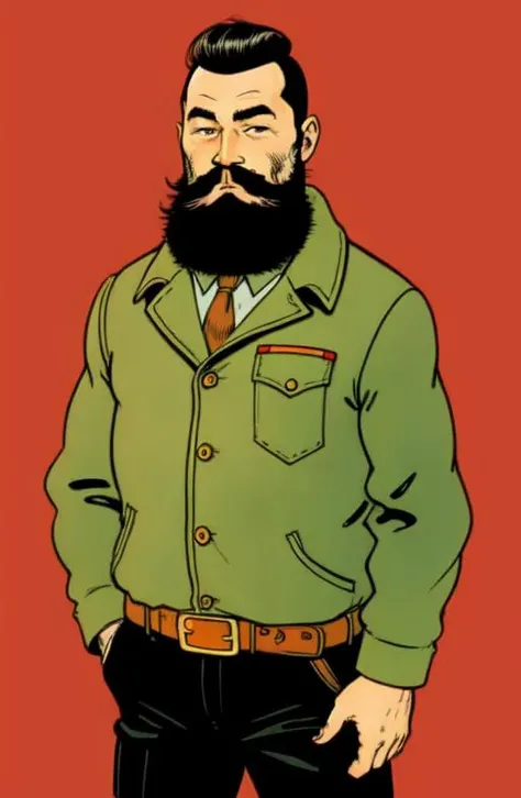 a man with a beard, flat colors, tintin <lora:Tintin_v1-000070:0.9>