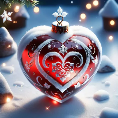 <lora:SDXLFrosted:1> FrostedStyle Beautiful air stone heart red with magic shining