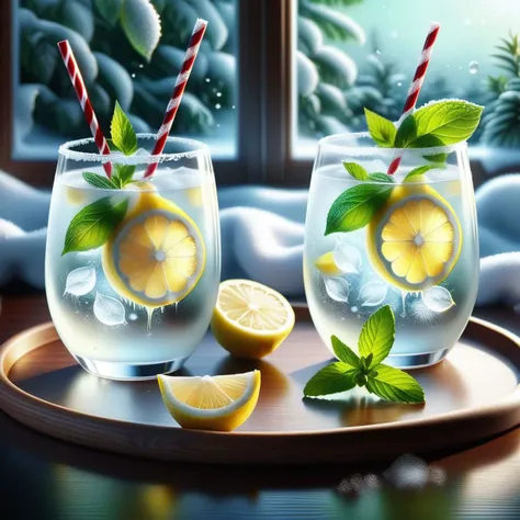 <lora:SDXLFrosted:0.8> FrostedStyle, a glass of lemon juice0bloo0Refrigeration effect0On a wooden tray0Two lemons and mint leaves0Next to the green and red straws0Ultra-realistic food images0Complete theme shown in the picture0Randy Post0surrealistic0
0surrealistic&quot;0high-resolution photo