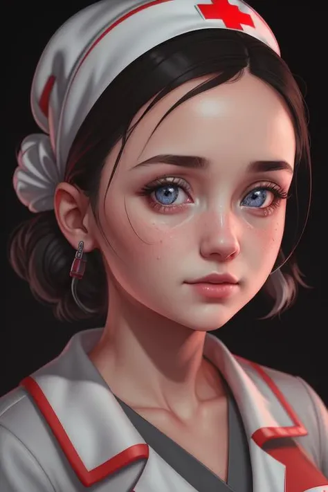 1girl wearing nurse outfit, closeup, zvezdochka <lora:zvezdochka:0.4>, 8k, uhd, realistic, ultra details