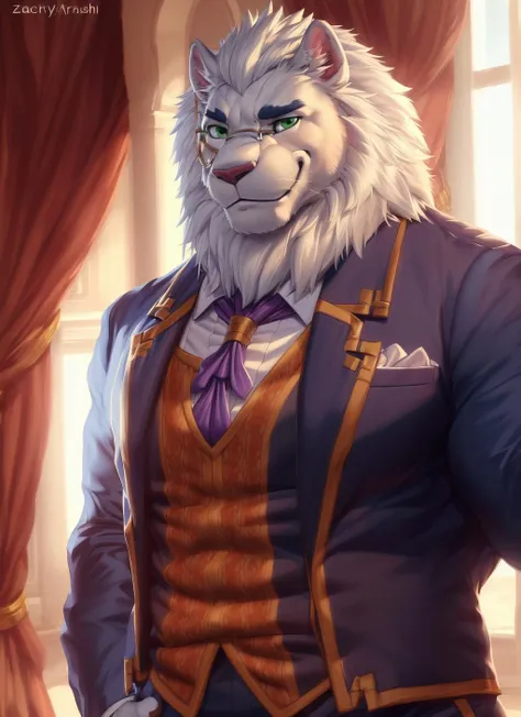 <lora:snow-09:1>, snow-tas, (soft shading), 4k, hi res, ((detailed face, detailed eyes, detailed)), (full body), by zackarry911, by zaush, (by personalami:0.5), mature male, bara, muscular male, muscular, looking at viewer, smile, shirt, 1boy, male focus, vest, feet out of frame, formal, suit, black suit, butler, mansion, green eyes, upper body, portait, close-up,