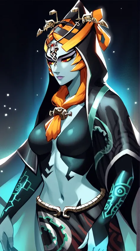thick outlines, comics, photorealistic, perfect hands, masterpiece:1.2, 1 girl, solo, <lora:tloz_midna:1>, midnatrue, tall, long hair, front ponytail, hood, colored sclera, yellow sclera, jewelry, detailed background, detailed face, detailed eyes, <lora:add_detail:0.7>