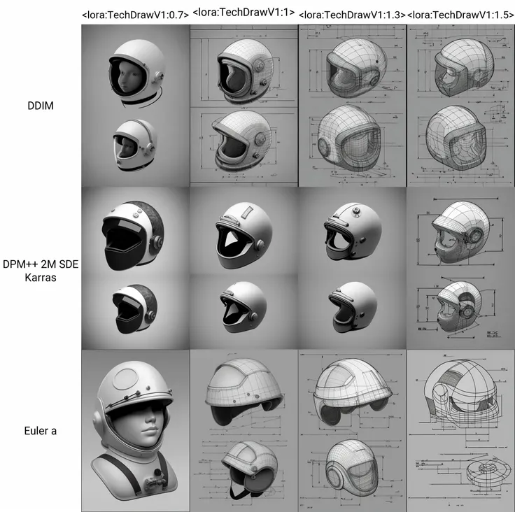 techdraw of astronaut helmet, a detailed drawing, arow line dimensions in mm, soft smooth lighting, soft colors, 3d blender render <lora:TechDrawV1:0.7>