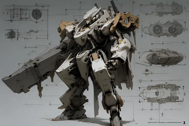 detailed background, character sheet,
detailed techdraw of mecha, full body, a detailed drawing, arow line dimensions in mm, flat lighting, soft colors, 3d blender render,
techdraw, <lora:TechDrawV1:1.4>, crisp edges, hard surface,
<lora:add_detail:-0.2>