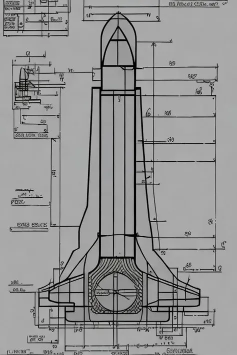 detailed techdraw of rocket, a detailed drawing, arow line dimensions in mm, soft smooth lighting, soft colors, 3d blender render <lora:TechDrawV1:1.3>