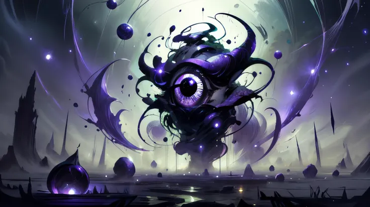 (masterpiece, best quality, fullscreen), [(full body:0.9)::0.1] portrait (photo of a whole magnificent fat [magical being:creature:0.2] with a single giant empty eye:1.5), <lora:EYES blackeyes-v1:0.4>, (Glimmery purple night sky Skin texture:1.2),(no mouth:1), (four feets:1) and (no hands:0.8), long legs, (one Twisted Horns:1.1), organic feeling, (Scaled body shape:0.9), (Shark head:1), (one Digitigrade Appendages:1.1), (Sabertooth Teeth:0.8), (Surprise posture:0.9), (<lora:EFFECT kVoidEnergy:0.3> v0id3nergy), (<lora:EFFECT EntropyMagic:0.5> entropymagic and DISSOLVING), <lora:MONSTER Creature:0.6> creature, (background inside a dark rift with some visible night sky), <lora:EFFECT Gloomifier_V2_TheGlow:1>, <lora:BACKGROUND spacehole:0.01> space, galaxy, <lora:QUALITY Space - [Background] - Version 1:0.1>, , (look at the viewer:1), , <lora:SLIDER weight_slider_v2:-0.5>, <lora:LIGHT neon ç»ªå¿-åªå½± curvy:0.3> curvy, silhouette, <lora:EFFECT Unleashed_V1.5_prunned:0.4>, <lora:QUALITY add_detail:0.3>, <lora:QUALITY image enhancer extreme_v1:0.5>, <lora:QUALITY kkw-better-v1.0a:0.6>, <lora:QUALITY BG2_dpep4+silicon29dim64:0.4>, (Full body Shot, Shallow Focus Shot, Low Angle Shot:[1.2:0.5:0.1]), heavily detailed, magical, stygical, fairytale, , (sharp focus), <lora:EFFECT Magic card fakemtg_label:1> fakemtg, (no humans), ntricate, elegant, highly detailed, green glowing dimethysts, digital painting, artstation, concept art, smooth, sharp focus, illustration, art by Mark Arian, artgerm and greg rutkowski