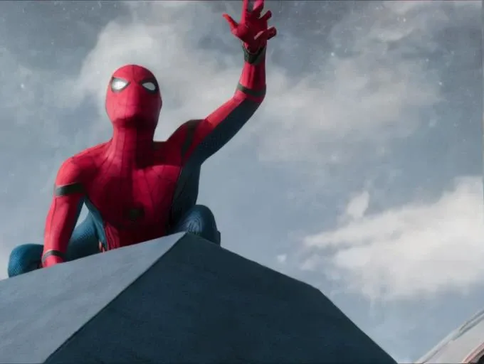MCU_SPIDEY, laying on a rooftop looking up at the stars <lora:MCU_SPIDEY:.8>