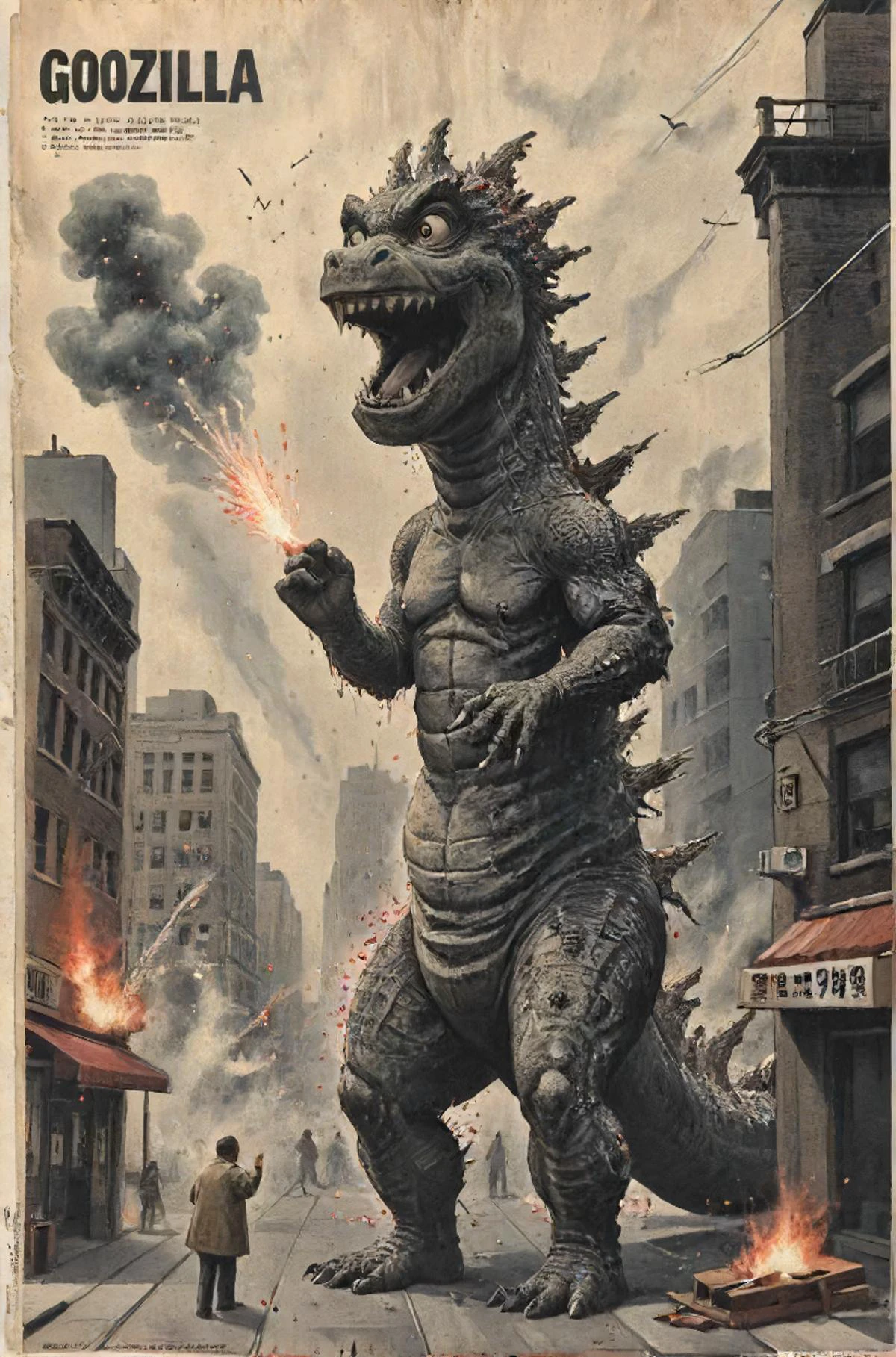 ascii_art, according to an old vintage news article about a maniacal laughing Godzilla, it's a-o.k to randomly (trow:1.2) firecrackers from a rooftop at pedestrians on the street!, the more you know, detailed, 8k, intricate, <lora:wizards_vintage_romance:0.6>, <lora:Harrlogos_v1.1:0.8>, <lora:tbh102-sdxl:0.4>, <lora:ascii_art-sdxl:1>, <lora:Wizards_MACHINALIA__Things_Come_Alive_:0.6>, <lora:finart:0.8>, <lora:XSfenlie:0.8>, <lora:- SDXL - stnerfx _Stoner_Fox_V3.0:0.5> <lora:GoogleStreetView:.8> <lora:- SDXL - sqrhmmr _Square-Hammer_Style_V1.0:0.3>
