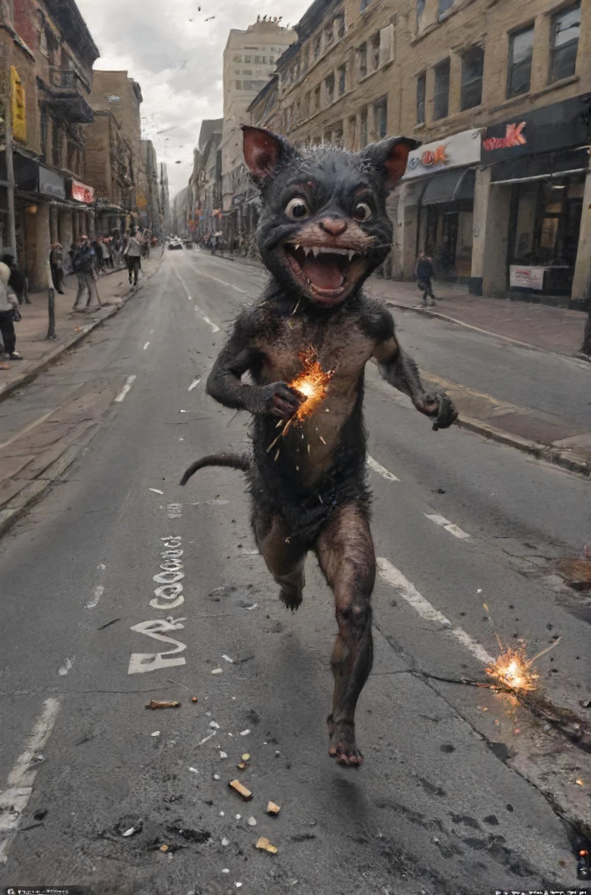 ascii_art, according to an infinite maniacal laughing tasmanian-devil, it's a-o.k to randomly (trow:1.2) firecrackers at pedestrians while running down a busy street!, the more you know, detailed, 8k, intricate, <lora:wizards_vintage_romance:0.6>, <lora:Harrlogos_v1.1:0.8>, <lora:tbh102-sdxl:0.4>, <lora:ascii_art-sdxl:1>, <lora:Wizards_MACHINALIA__Things_Come_Alive_:0.6>, <lora:finart:0.8>, <lora:XSfenlie:0.8>, <lora:- SDXL - stnerfx _Stoner_Fox_V3.0:0.6> <lora:GoogleStreetView:1>
