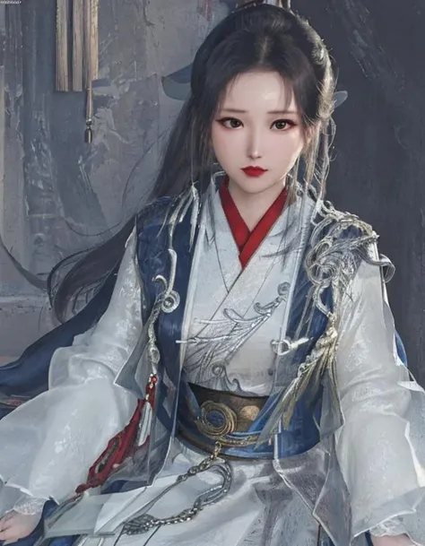 solo,((photo realistic,realistic shadows,)),((ultra-detailed)),extremely detailed cg 8k wallpaper,extremely delicate and beautiful,overexposure,highly detailed,cinematic lighting,cinematic highlight hair,(best quality),((masterpiece)),1girl,black eyes,black hair,sitting,simple background,white background,hanfu,upper_body,shenxiang,<lora:chengxiaoCC:0.2>,<lora:Gini_S2:0.4>,<lora:liuyifei:0.3>,<lora:shenxiang-000008:0.8>,<lora:å·¥ç¬:0.7>,gongbi,