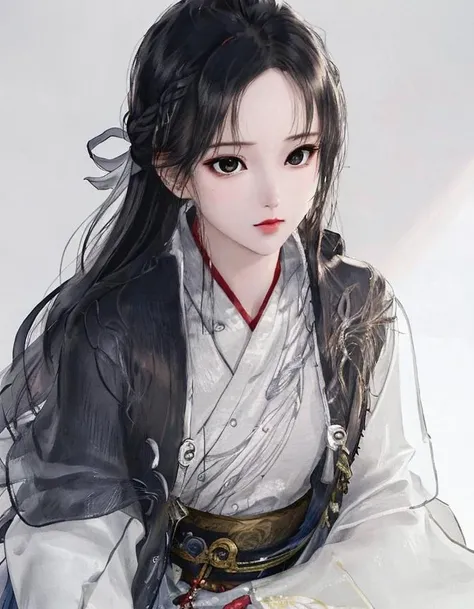 HQ, manhua, a woman warrior, chines, scene, black and white, Xia Da's style, inspired by Chang Ge Xing. --auto