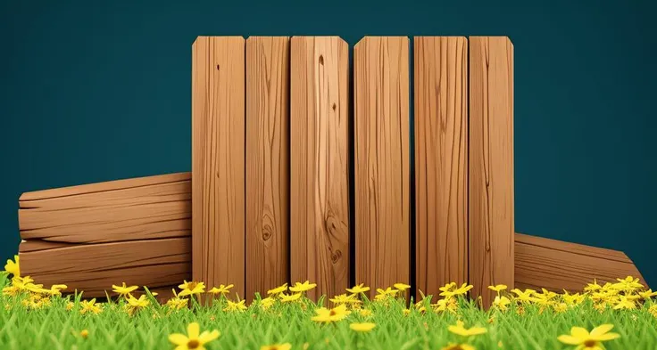 <lora:WoodenMenu_v4:0.75> old wooden post with flowers, blue background
