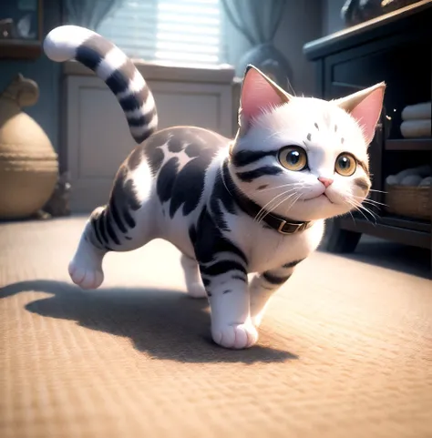 masterpiece, detailed,kitty,illustrated ,Chi_testv1, cat, jumping on carpet