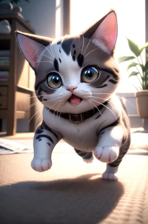 masterpiece, detailed,kitty,illustrated ,Chi_testv1, cat, jumping on carpet