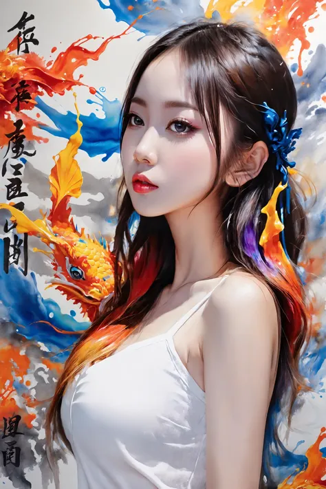 Colorful, multiple colors, intricate detail, splash screen, photorealistic, intricately detailed fluid gouache painting, calligraphy, acrylic, watercolor art,
masterpiece, best quality, 1girl, <lora:kwFemale_Beta40-SDXL_v1:1>, chinese