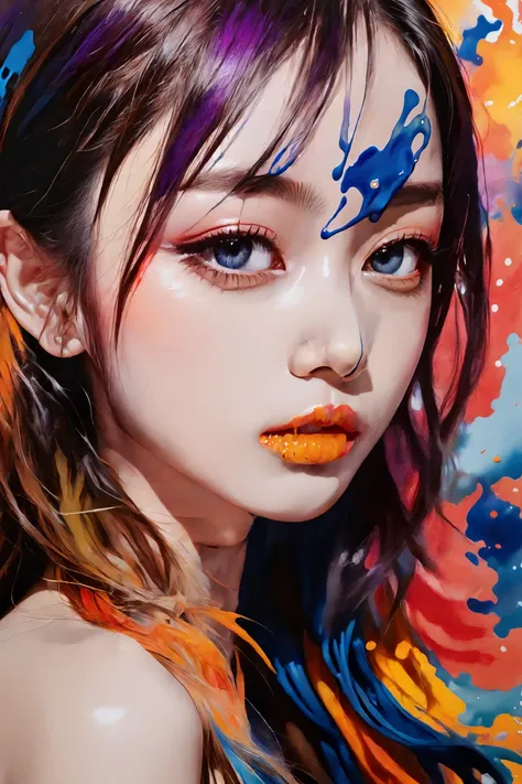 Colorful, multiple colors, intricate detail, splash screen, photorealistic, intricately detailed fluid gouache painting, calligraphy, acrylic, watercolor art,
masterpiece, best quality, 1girl, <lora:kwFemale_Beta40-SDXL_v1:1>, waifu