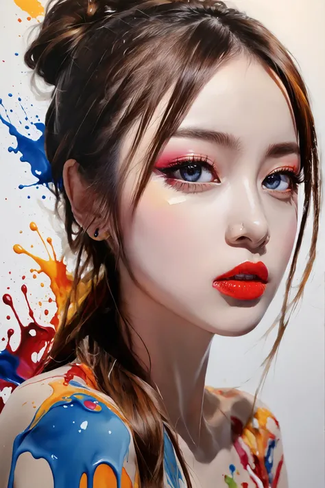 Colorful, multiple colors, intricate detail, splash screen, photorealistic, intricately detailed fluid gouache painting, calligraphy, acrylic, watercolor art,
masterpiece, best quality, 1girl, <lora:kwFemale_Beta40-SDXL_v1:1>,