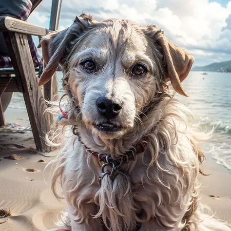 masterpiece, 8k, hi-res, (highest quailty:1.5),,
<lora:add_detail:1> a white old dog with brown ears, hairy , Schmoo, Arthur, <lora:Schmoo:1> on the beach