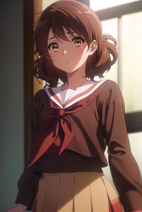 (masterpiece), (Highest quality), (8k),(Very detailed), (anime:1.1),  One girl, (misaka mikoto), Brown Hair, Medium Hair, hairpin, Medium chest, (bare shoulder: 1.3), (brown off-shoulder sweater: 1.3), (black pleated skirt), (mini skirt: 1.2), (black thighhighs:1.3), (braided boots), (white lace Panties), (show off panties), (from below: 1.5), cowboy shot, Dutch Angle, View your viewers, indoor