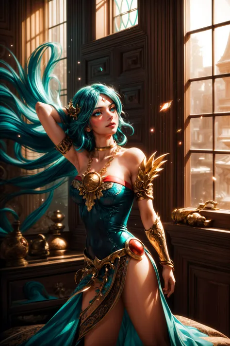 <lora:palutena:0.8> palutena, jewelry, strapless, teal hair, necklace, armlet, jewel, neck ring, (masterpiece, best quality, highly detailed, sharp focus, dynamic lighting, vivid colors, texture detail, particle effects, storytelling elements, narrative flair, 16k, UE5, HDR, subject-background isolation),, photodromm, erotic, large breasts, hyperrealistic art, extremely high-resolution details, photographic, realism pushed to extreme, fine texture, incredibly lifelike, <lora:more_details:0.8>