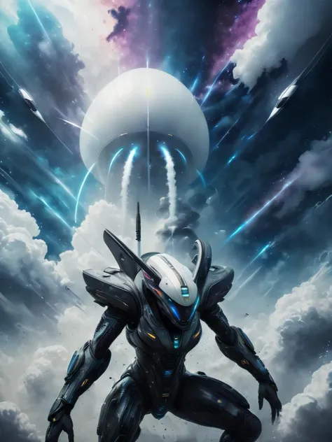 space alien, <lora:Stardust-XL:1.1>, sci-fi, extremely high-resolution details and background, clouds, (futuristic:1.2), best quality, splashing