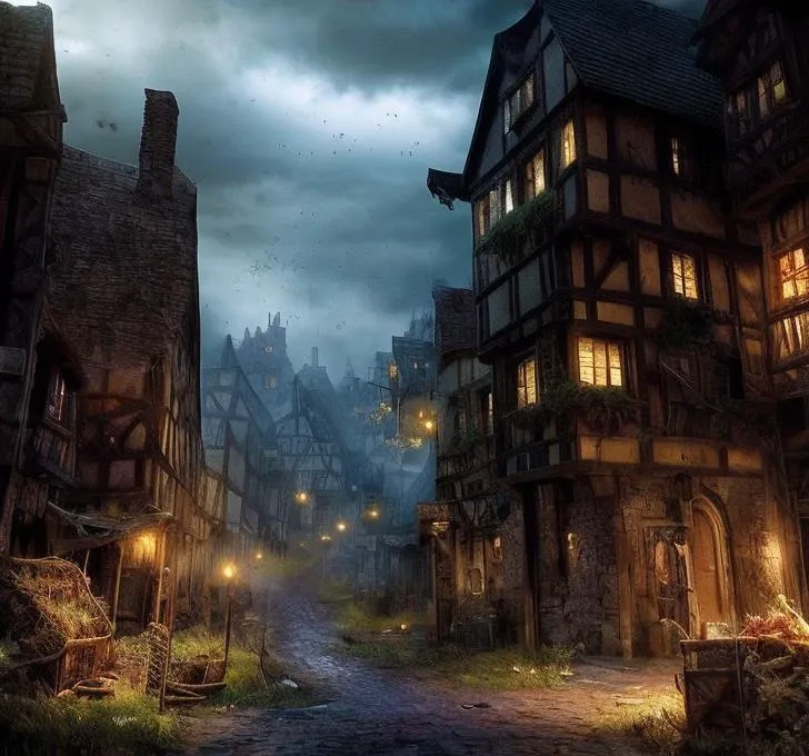 (masterpiece:1.2), (best quality,:1.2), 8k, HDR, ultra detailed, ((photorealistic)), perfect anatomy, professional light, cinematic lighting, fashion photography, ambient lighting,<lora:detail_slider_v4:3>, a realistic medieval town, daylight, grim, DarkFantasy, <lora:FantasySettlement-10:1>, epiCPhoto