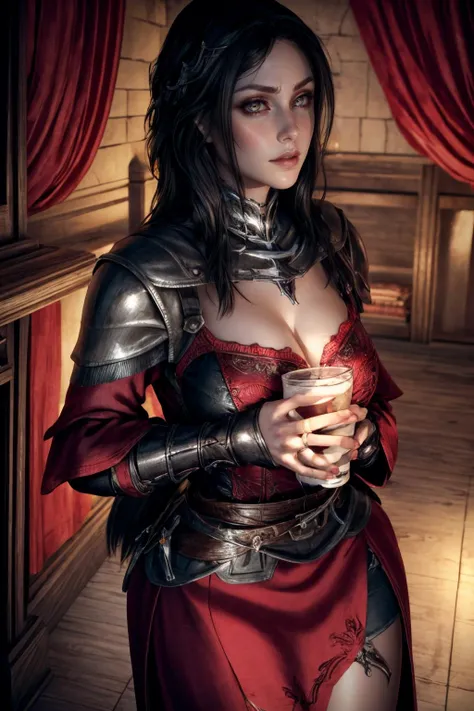 Highly detailed, High Quality, Masterpiece, beautiful, full body, <lora:Serana-10:0.6>, Serana, <lora:more_details:1>, looking looking at viewer, milk_on_hand, Looking_confused, eye_wide_open