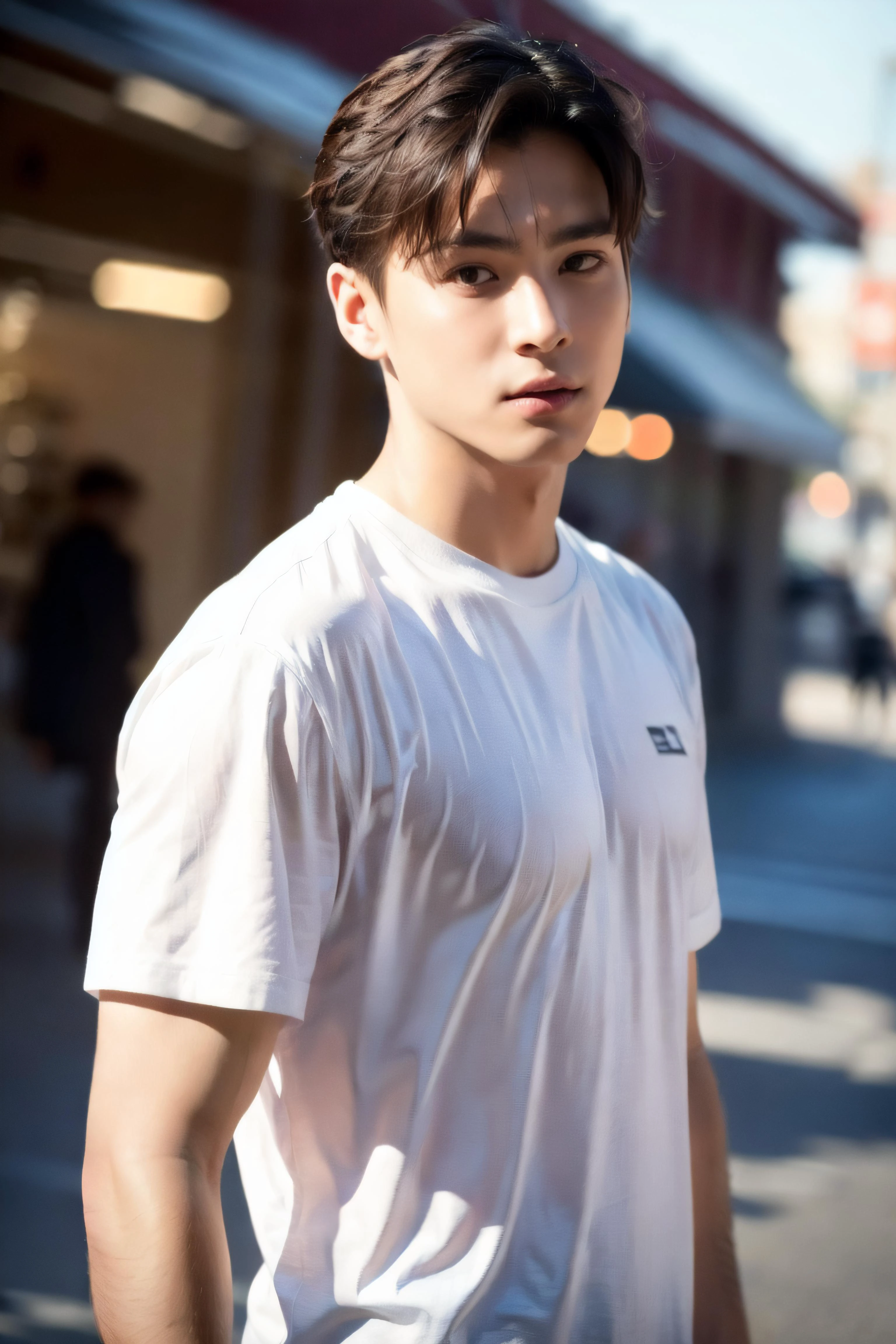 masterpiece, best quality, UHD, 8K, realistic, (photorealistic), (extremely Highly detailed photo:1.2),1boy, solo,upper body,cowboy shot,outdoors,street,shop, <lora:add_detail:1>, <lora:gayboy-000005:0.7>, <lora:husbandoLocon_v33:0.3>