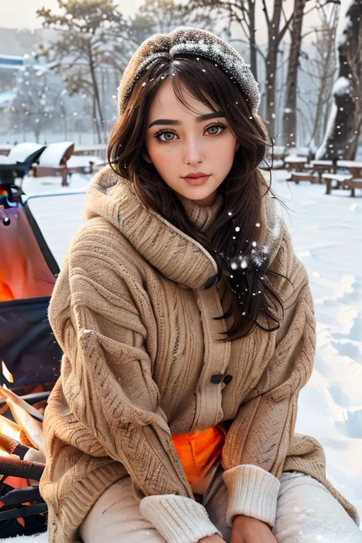 <lora:lovehold-000006:0.7:NP>, <lora:eyes:3>, 1girl, 1boy, 30 year old girl, 30 year old boy, hetero, blush, straight, mature, (1hot orange long haired girl)), ((1hot asian boy)), ((guy has black anime hair)), ((girl hair blowing in the wind)), (((boy has a very masculine face))), hugging, Masterpiece, straight, (beautiful big brown eyes, big shiny brown eyes, foxyeyes, ((both wear winter clothes ONLY)), pretty faces, flushed face, perfect face, ((mature face)), beautiful face, beautiful detailed eyes, ((winter)), ((snow)), ((outside)),
((sitting around the campfire as a couple)), surrounded by white mist, orange glowing aura,
