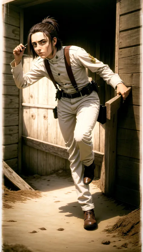 (cowboy shot), sfw, (masterpiece), (best quality:1.0), (ultra highres:1.0), detailed eyes
BREAK
<lora:GabiAOT:0.7> GabiAOT, dynamic pose, looking at viewer, 1girl, running
military uniform, suspenders, helmet, white pants, armband
BREAK
(trenches, wood wall, explosion, outdoors, gorgeous view)