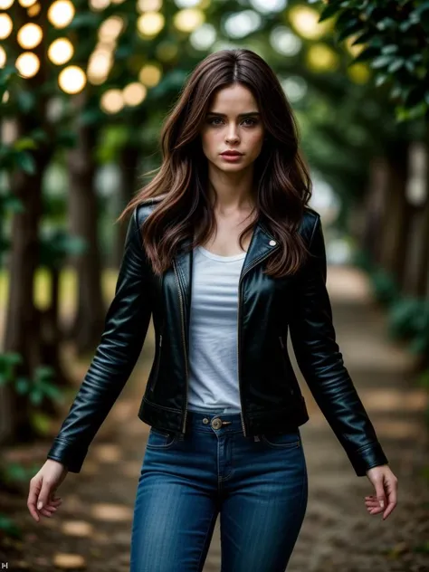 photo of (supermodel), 1girl, perfect hair, award-winning photo, sfw, (Jessica Jones: Jessica Jones's costume is a street-level, no-nonsense ensemble, typically consisting of a leather jacket and jeans, The practical attire reflects her gritty and down-to-earth approach to superheroism.), in (A vineyard with rows and rows of grapevines, Archer's Stance: Holding an imaginary bow, ready to shoot an arrow with intense focus.), 70mm, f/8, ((auto focus, color, DOF, Aperture, 8k uhd, dslr, cinematic lighting, insanely detailed and intricate, character, hypermaximalist), whole body, appealing, attractive, amative, perfect skin, (detailed background), hyper realistic, super detailed, heresy flares), (DOF, blurry background, bokeh) Lens Flare, Heresy Flare, epiCPhoto, <lora:add_detail:0.55>, <lora:LCM_LoRA_Weights_SD15:1>