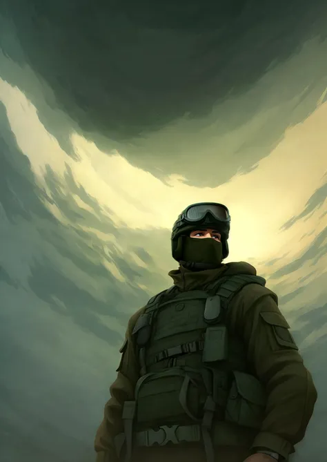 brave soldart soldier helmet (goggles:1.2) mask eyes cinematic artstation illustration, storm sky
style Ghibli
 <lora:soldart3-000005:0.7>