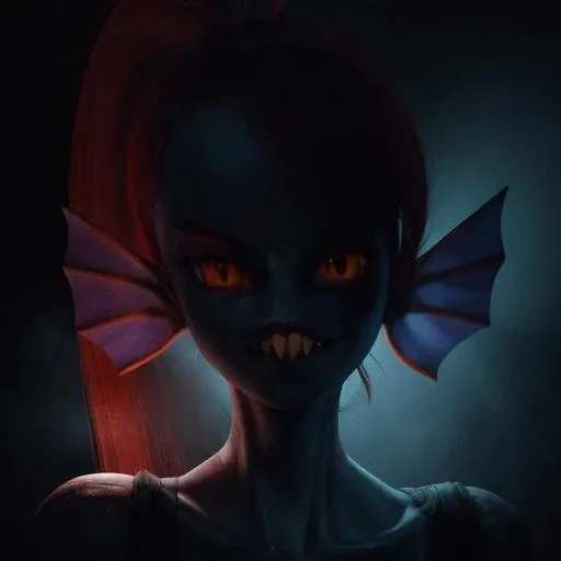(matter:1.2), (horror:1.25), (photorealistic:1.4), (RAW image, 8k high resolution:1.2), RAW surreal candid cinema, close up of a wo262undyne in a dark room (looking at viewer:1.4) 16mm, color graded Portra 400 film, ultra realistic, cinematic film still, subsurface scattering, ray tracing, (volumetric lighting), (sharp focus:1.2), extremely detailed, horror, in the dark, dimly lit, low key, deep shadow, fogs, <lora:Wo262Undyne_5_5:1> <lora:more_details:1>