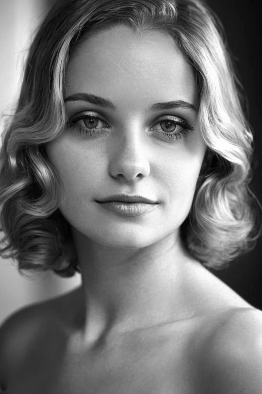 A 1930s professional photograph of beautiful woman, ((detailed face)), (High Detail), Sharp, 8k, ((bokeh)),  <lora:Mila_Amour:0.8> milaa