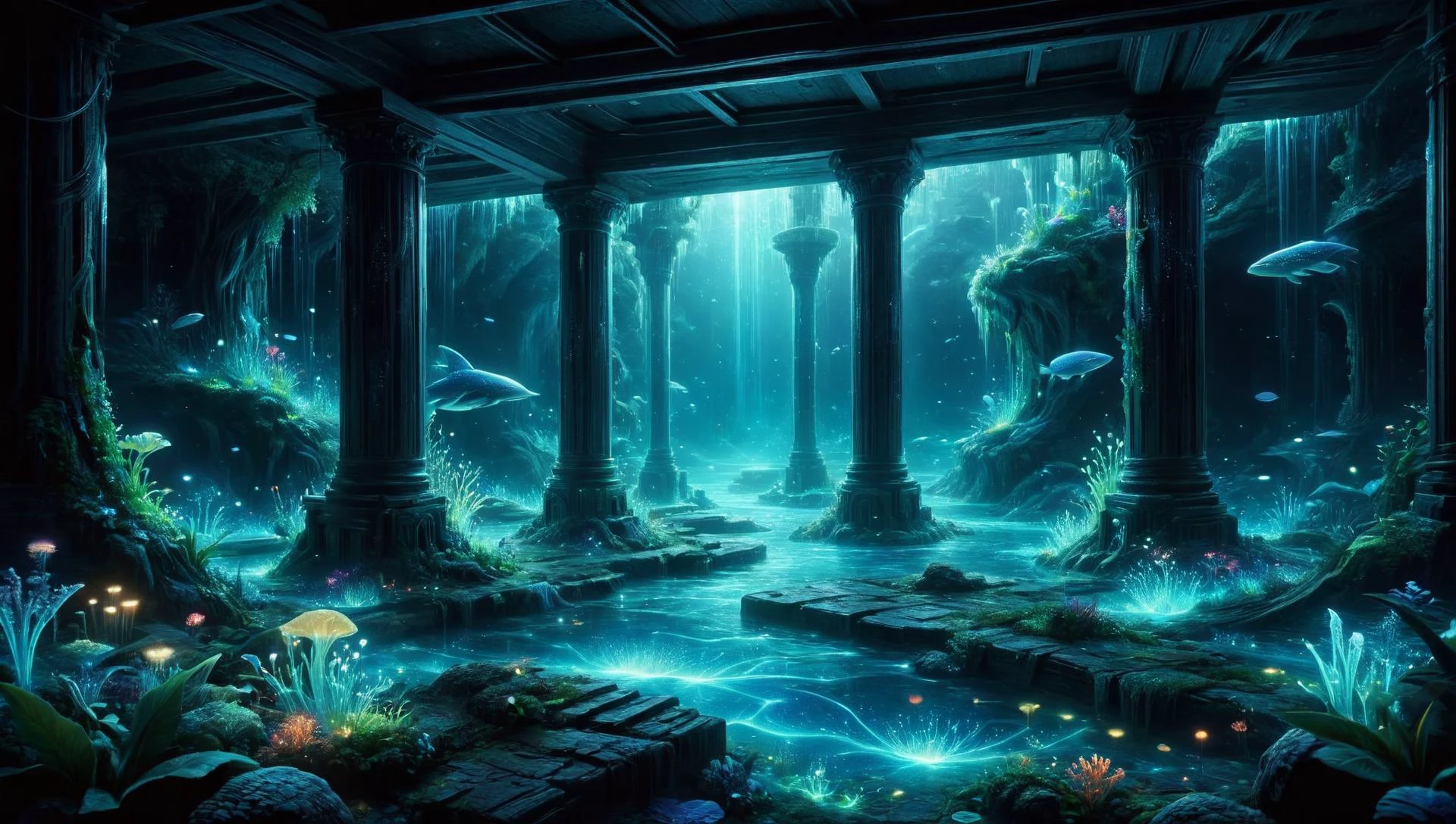 Role-playing game (RPG) style fantasy (((Ultra-detailed, Hyper-realistic, 8k, highres, masterpiece))),(full length highly detailed intricate ) (extremely tattered cloak),highly detailed intricate tech body,vibrant colours,(((random pose)))((facing (random direction))),in a highly detailed Labratory background with Test tubes,holographic screens,covered in pulsing electricity,cyber setting,cinematic,realistic,science fiction,dark colours,background light,<lora:add-detail-xl:1>,<lora:Biol:0.8>,ais-blmn,<lora:multiple views:0.8>,multiple views,<lora:Neno:1>,<lora:extremely_detailed:0.8>,extremely detailed,<lora:lucy_offset:1>,<lora:Cyber_Cars_e10:1>,<lora:20240228-1709100402682-0020_1:1>,. Detailed,vibrant,immersive,reminiscent of high fantasy RPG games,<lora:underwater:0.6>,underwater,submerged,