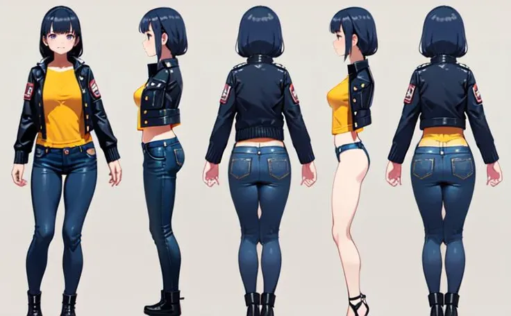 multiple views,1girl,jeans,jacket,full body, <lora:multiple views:1>