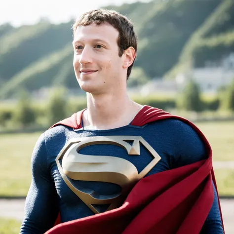 cinematic photo (((ohwx man))) a man of steel As Superman/Clark Kent/Kal-El, the last son of Krypton, raised on Earth and dedicated to upholding truth, justice, and the American way., Red cape and "S" shield, symbolizing his alien heritage and his commitment to protect hu (((ohwx man)))ity. <lora:markzuckSDXL_128:1> . 35mm photograph, film, bokeh, professional, 4k, highly detailed