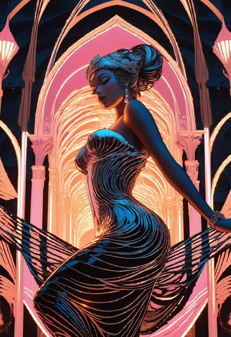 thighs-up,RAW, ((((masterpiece)), photorealistic)), professionally detailed, ultra-high detail, sharp, insanely detailed, hyperrealism, orangeblack, woman in the style of aaron horkey, Digital art, lineart made of bright neon lights, pink, woman in the style of aaron horkey, in the style of tom whalen, Digital art, lineart made of bright contrasting tone lights, teal, black, pink, dark-blue, (masterpiece:1.2), best quality, (hyperdetailed, highest detailed:1.2) , high resolution textures, (ethereal glow:1.1), professional, highly detailed,
