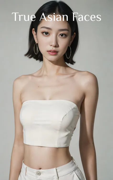 ((10: 1.27), top-quality, master-piece, ultra-high resolution: 1.2) Photos of cute Japanese women (attractive:1.1),White background,White short sleeveless dress,good anatomy