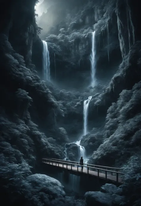 DonMM1y4XL woman, DonMN1gh7XL night,moonlit, coffee table book book, debossing, wood, , hidden valley, waterfall, photomontage, hygge, toon shading, frostbite engine, cyberpunk, double exposure, expressionistic, dispersion (chromatic aberration), proficient, hd, inventive, anastrophe #dslr, f/11, shutter speed 1/30 sec, iso100, white balance daylight, exposure compensation "+1.0 ev", shutter priority shooting mode, leading lines, focus mode manual, evaluative metering" <lora:myLora\DonMN1gh7XL-000006:1.0>, <lora:DonMM1y4XL-v2rb:0.8>