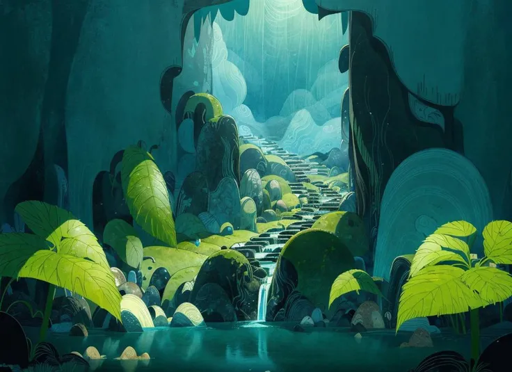 <lora:Song of the Sea_08:0.8> <lora:KIDS ILLUSTRATION:0.3>
(masterpiece), (best quality), HDR, Song of the Sea,
highly detailed Scenes of Strange Rainforest on an Unknown Planet,
Cartoon, texture, 2d illustration, high contrast, outlines, (minimalism),